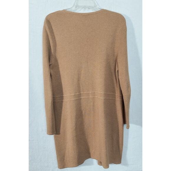 Talbots Longline Knit Cardigan Wmn's Size MP Tan Long Sleeve Pockets Open Front - Picture 11 of 13